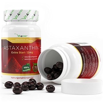 Astaxanthin 12 mg, 70 Softgel Kapseln zum Sonderpreis, Neue Version, starker natürlicher Antioxidant, Hohe Bioverfügbarkeit, Vit4ever - 1